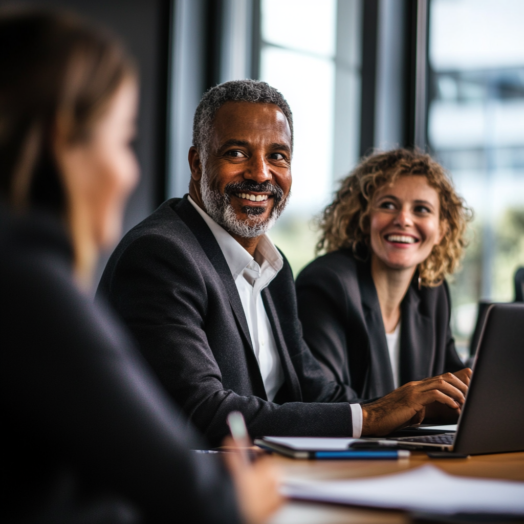 Business professionals in a virtual meeting